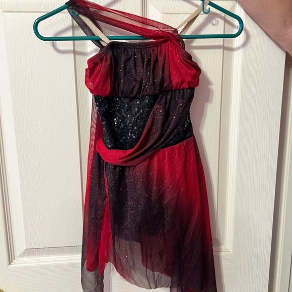 Sparkly Red and Black Kids Costume Dress. Fire Bender - Picture 1 of 2
